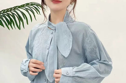 Tie Neck Long-Sleeve Shirt