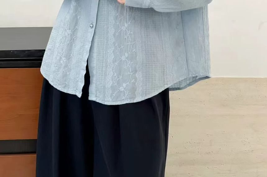 Tie Neck Long-Sleeve Shirt