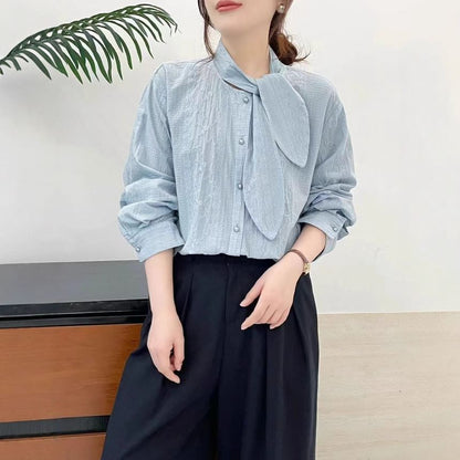 Tie Neck Long-Sleeve Shirt
