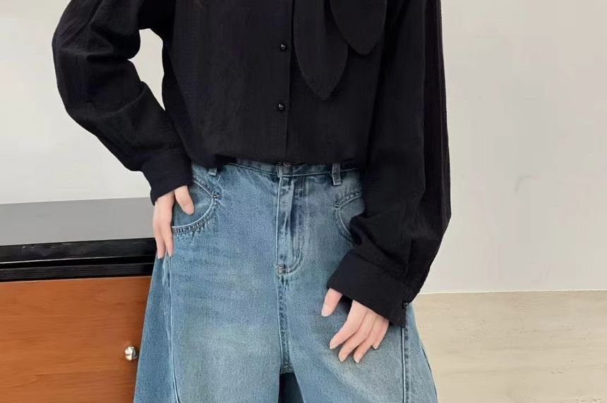 Tie Neck Long-Sleeve Shirt