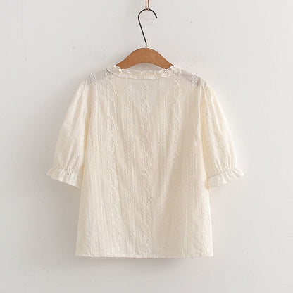 Frill Trim V-Neck Blouse
