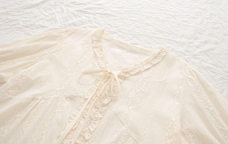 Frill Trim V-Neck Blouse