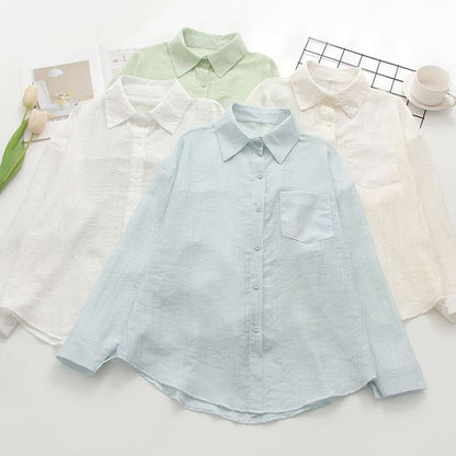 Pocketed Sheer Long-Sleeve Shirt