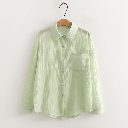 Pocketed Sheer Long-Sleeve Shirt
