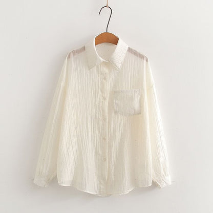 Pocketed Sheer Long-Sleeve Shirt