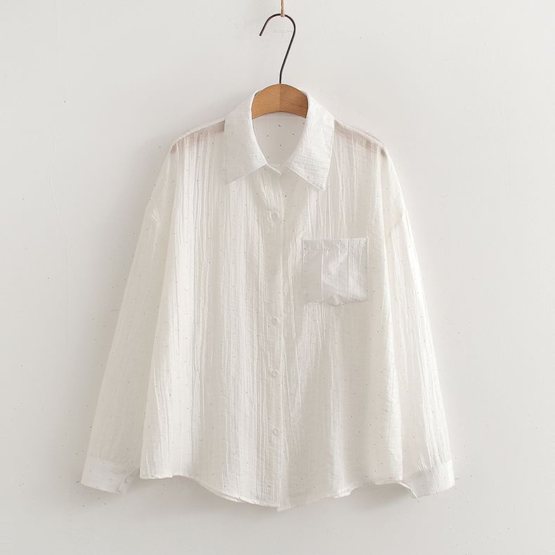 Pocketed Sheer Long-Sleeve Shirt