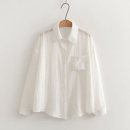 Pocketed Sheer Long-Sleeve Shirt