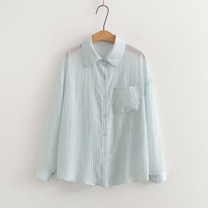 Pocketed Sheer Long-Sleeve Shirt