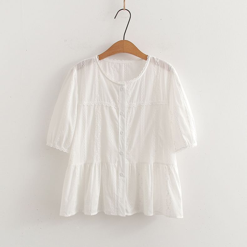 U-Neck Crop Blouse