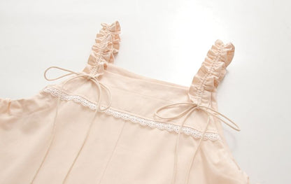 Set: Collared Blouse + A-Line Spaghetti Strap Dress