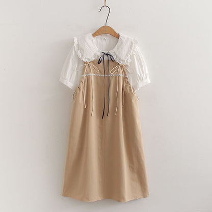 Set: Collared Blouse + A-Line Spaghetti Strap Dress