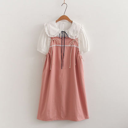 Set: Collared Blouse + A-Line Spaghetti Strap Dress