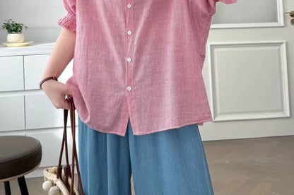 Frill Trim Striped Blouse
