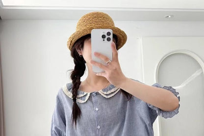 Frill Trim Striped Blouse