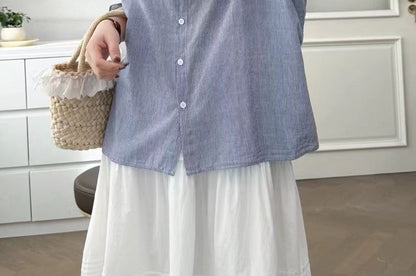 Frill Trim Striped Blouse