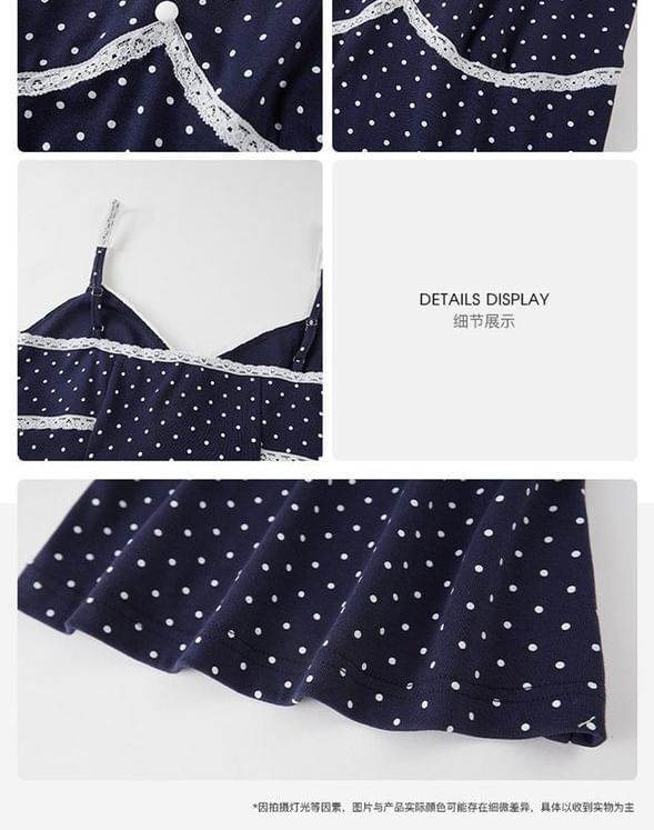 Dotted Lace Panel V-Neck Camisole