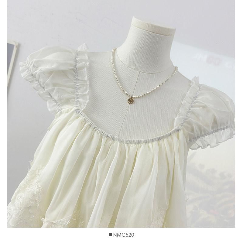 Square Neck Lace Panel Layered Blouse