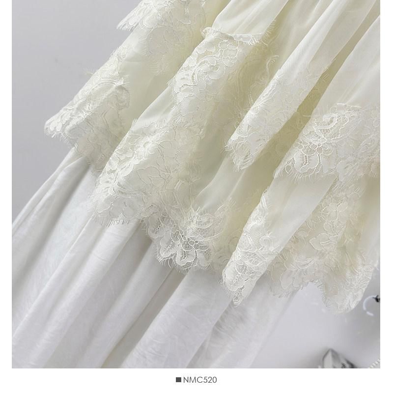 Square Neck Lace Panel Layered Blouse