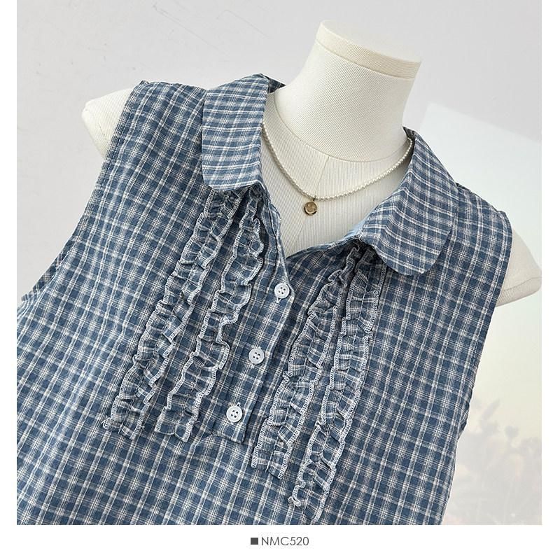 Peter Pan Collar Plaid Frill Tank