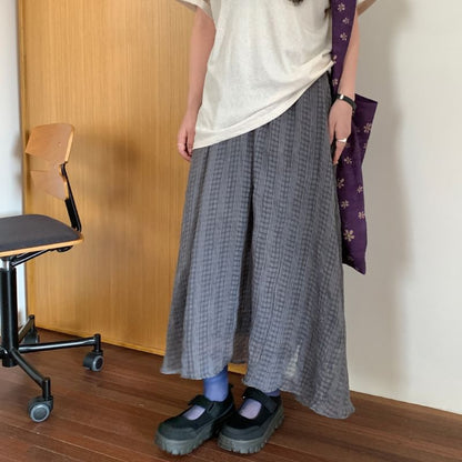 Mid Rise Plaid Maxi A-Line Skirt