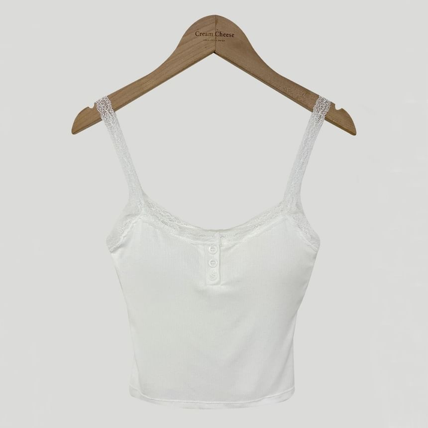 Scoop Neck Lace-Trim Slim-Fit Tank Top