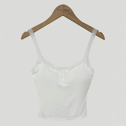 Scoop Neck Lace-Trim Slim-Fit Tank Top