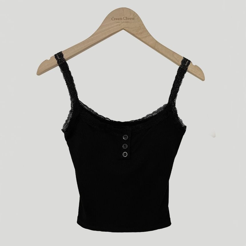 Scoop Neck Lace-Trim Slim-Fit Tank Top