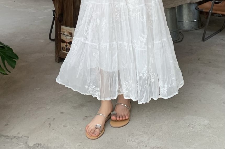 High Waist Lace Maxi A-Line Skirt