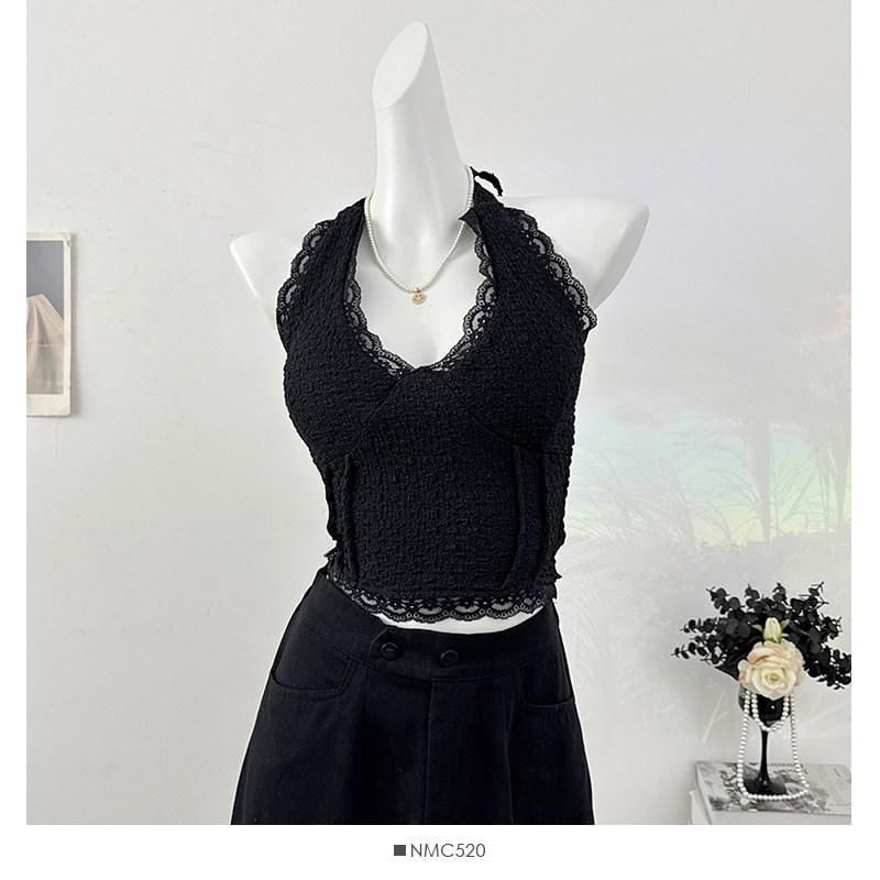Halter Neck Lace Crop Top