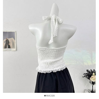 Halter Neck Lace Crop Top