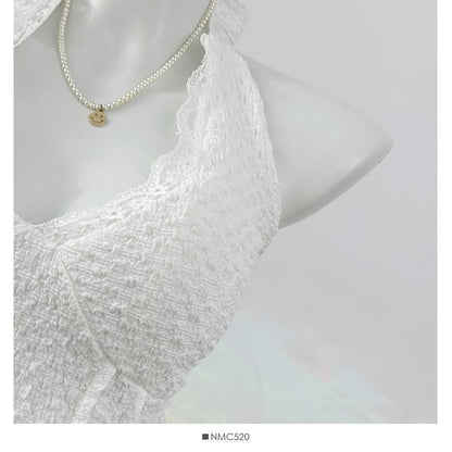Halter Neck Lace Crop Top