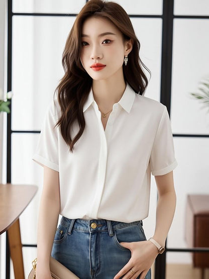 Collared Short Sleeve Button Down Shirt