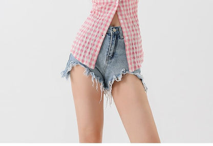 Gingham Button-Up Long Sleeve Shirt