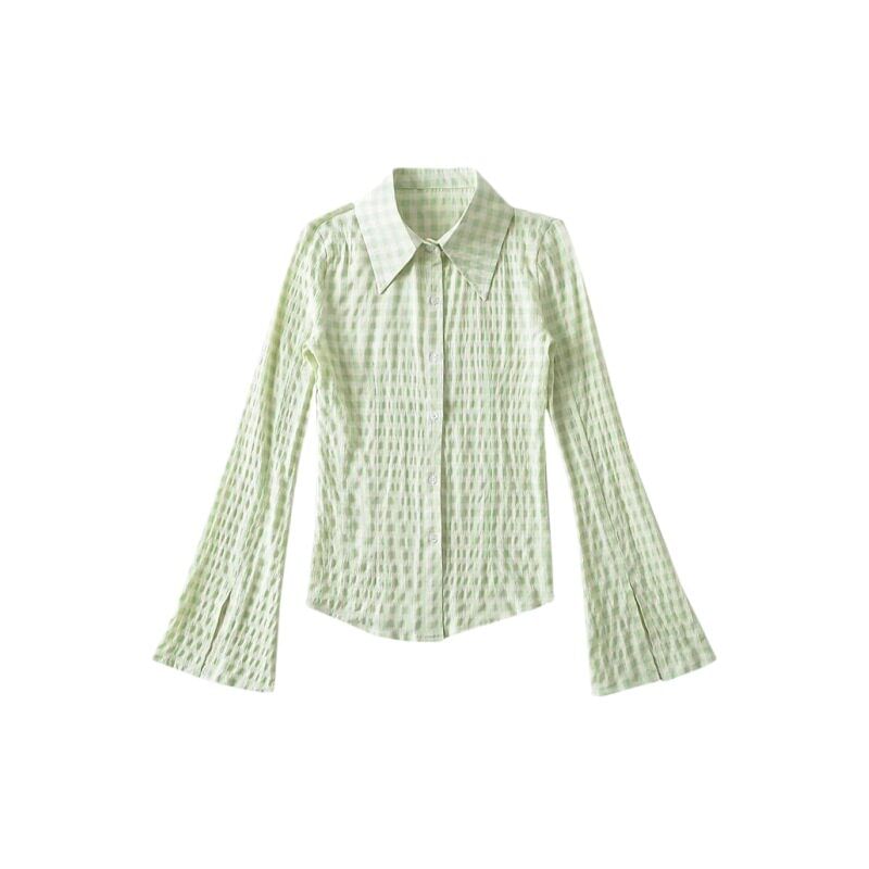 Gingham Button-Up Long Sleeve Shirt