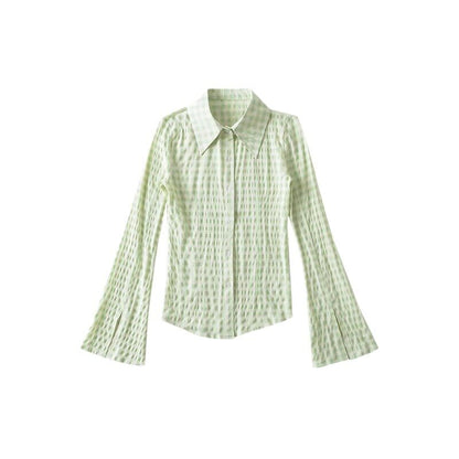 Gingham Button-Up Long Sleeve Shirt
