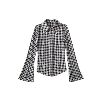 Gingham Button-Up Long Sleeve Shirt