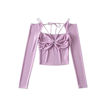 Cutout Long-Sleeve Crop Top