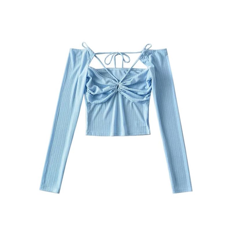 Cutout Long-Sleeve Crop Top