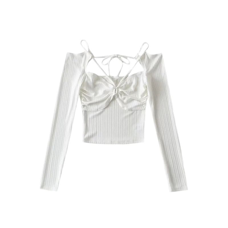 Cutout Long-Sleeve Crop Top