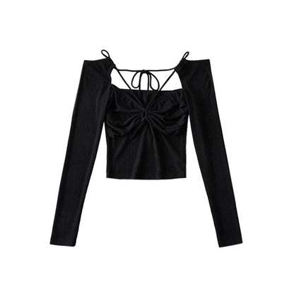 Cutout Long-Sleeve Crop Top