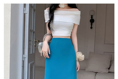 High Waist Plain Maxi Mermaid Skirt