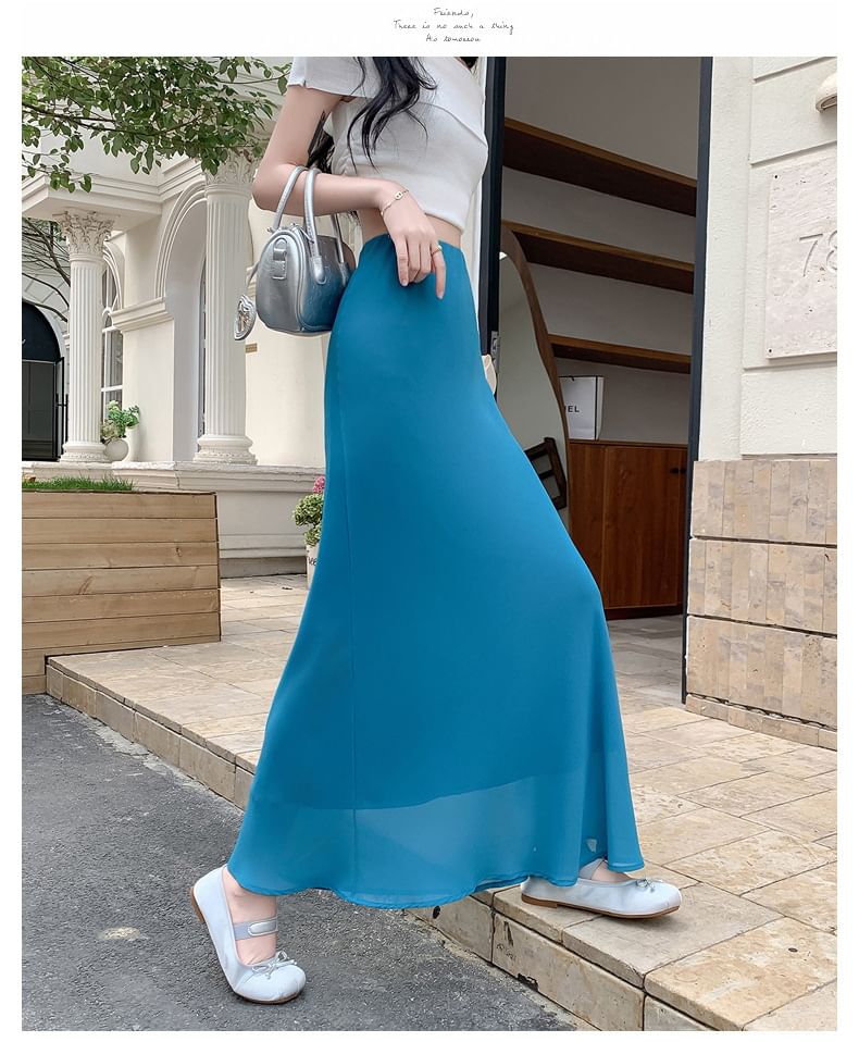High Waist Plain Maxi Mermaid Skirt
