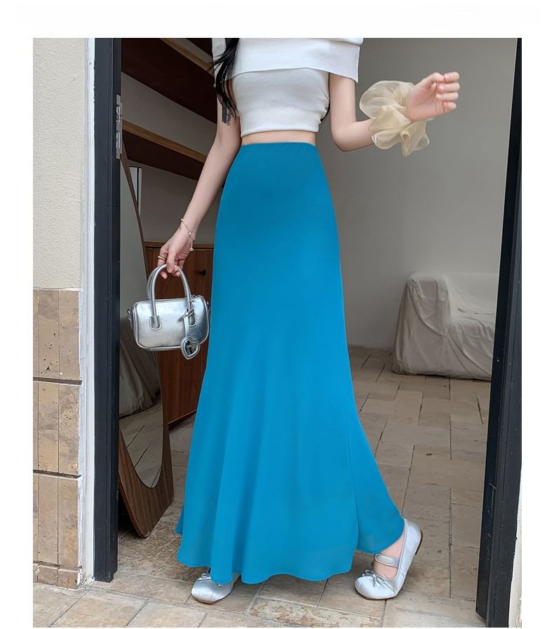 High Waist Plain Maxi Mermaid Skirt