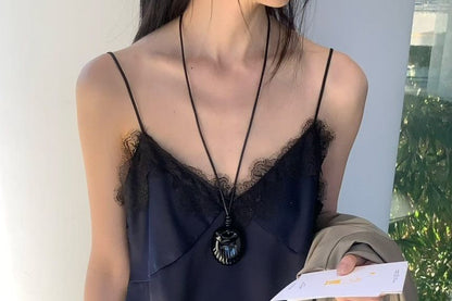 V-Neck Asymmetrical Lace Trim Camisole Top