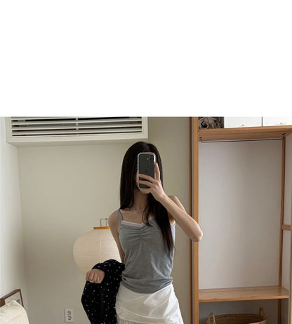 High Waist Plain Buttoned A-Line Skirt
