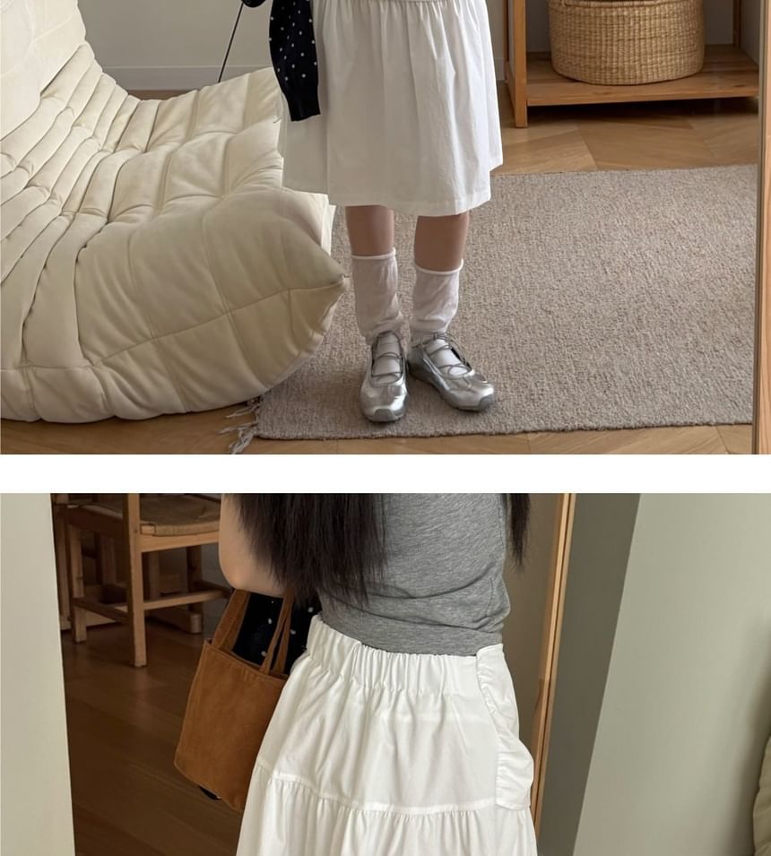 High Waist Plain Buttoned A-Line Skirt