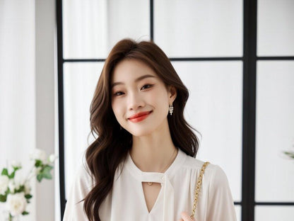 Cutout Short Sleeve Plain Blouse