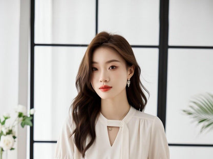 Cutout Short Sleeve Plain Blouse
