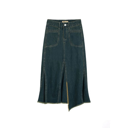 Cutout Crop Tank and Frayed Denim Skirt Set