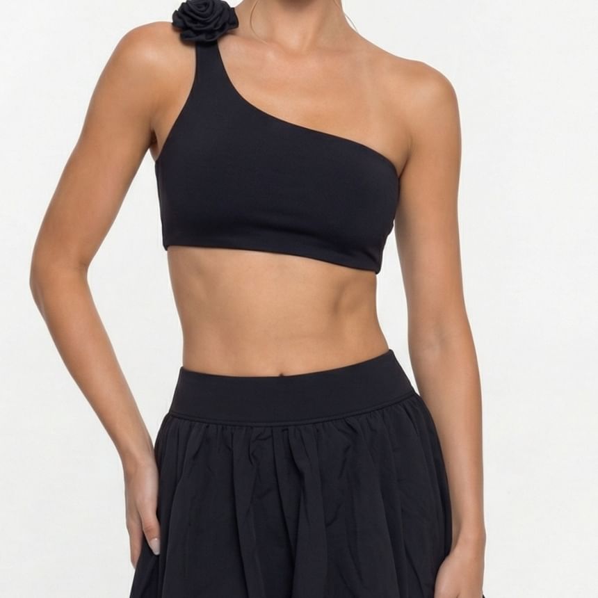 High Waist Plain Ruched Mini A-Line Skirt / Yoga Pants